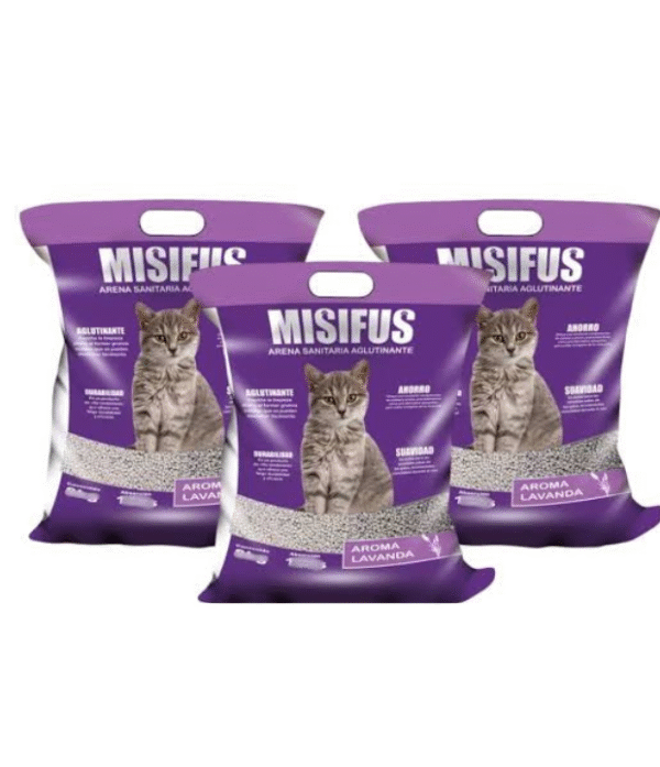 Arena Sanitaria Aglutinante Misifus Aroma Lavanda 20kg